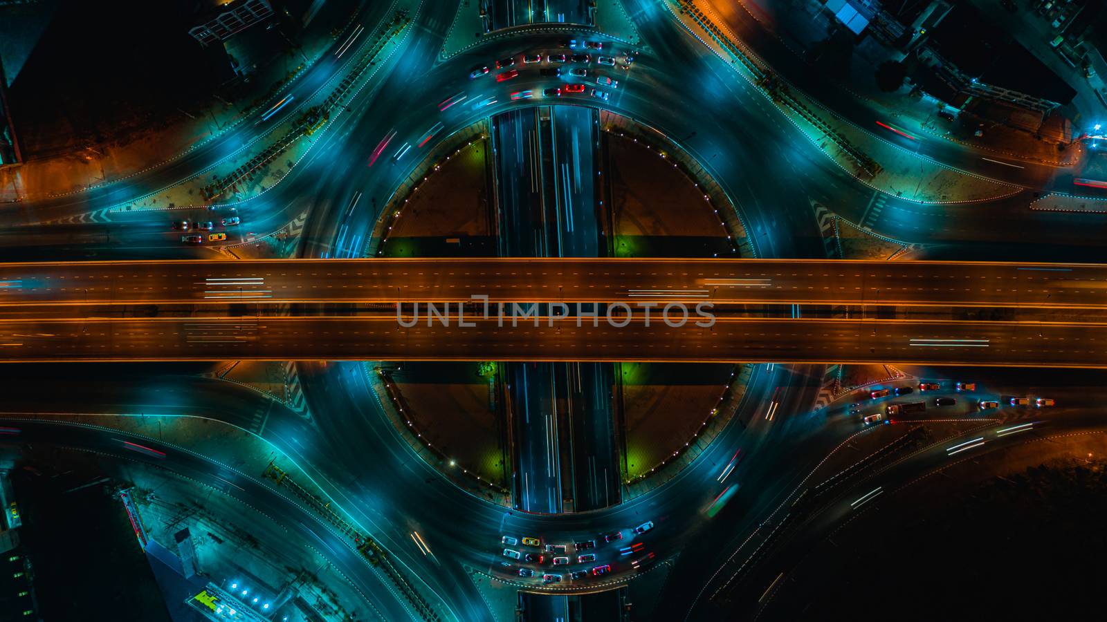 Expressway top view, Road traffic an important infrastructure in Thailand