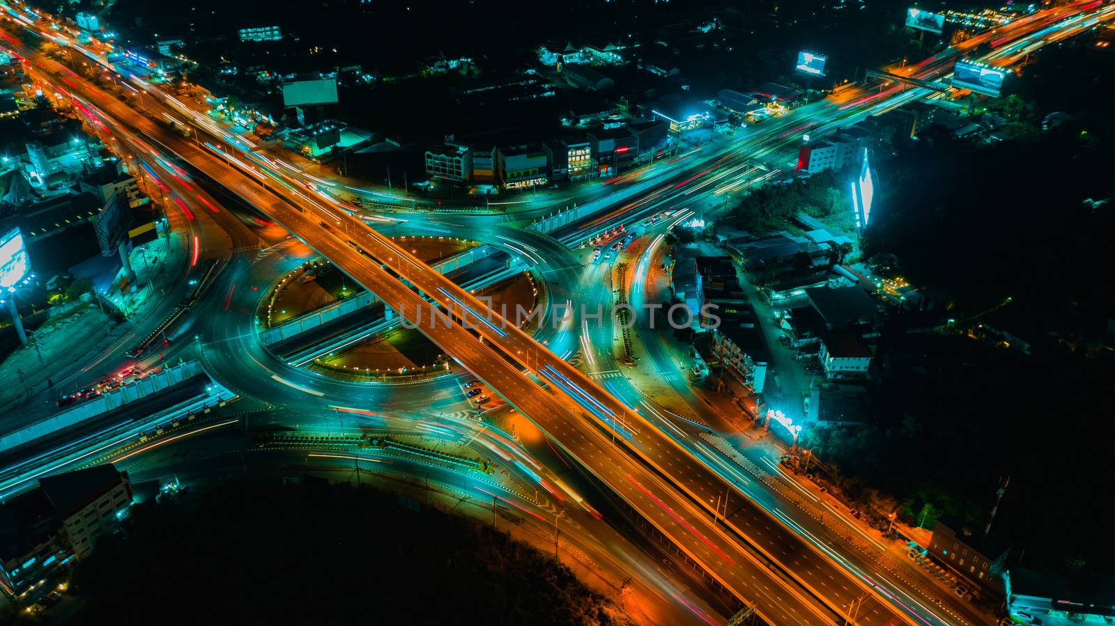 Expressway top view, Road traffic an important infrastructure in Thailand