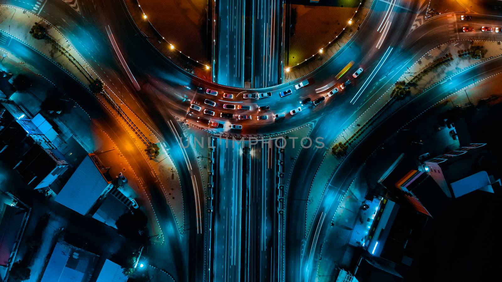 Expressway top view, Road traffic an important infrastructure in Thailand