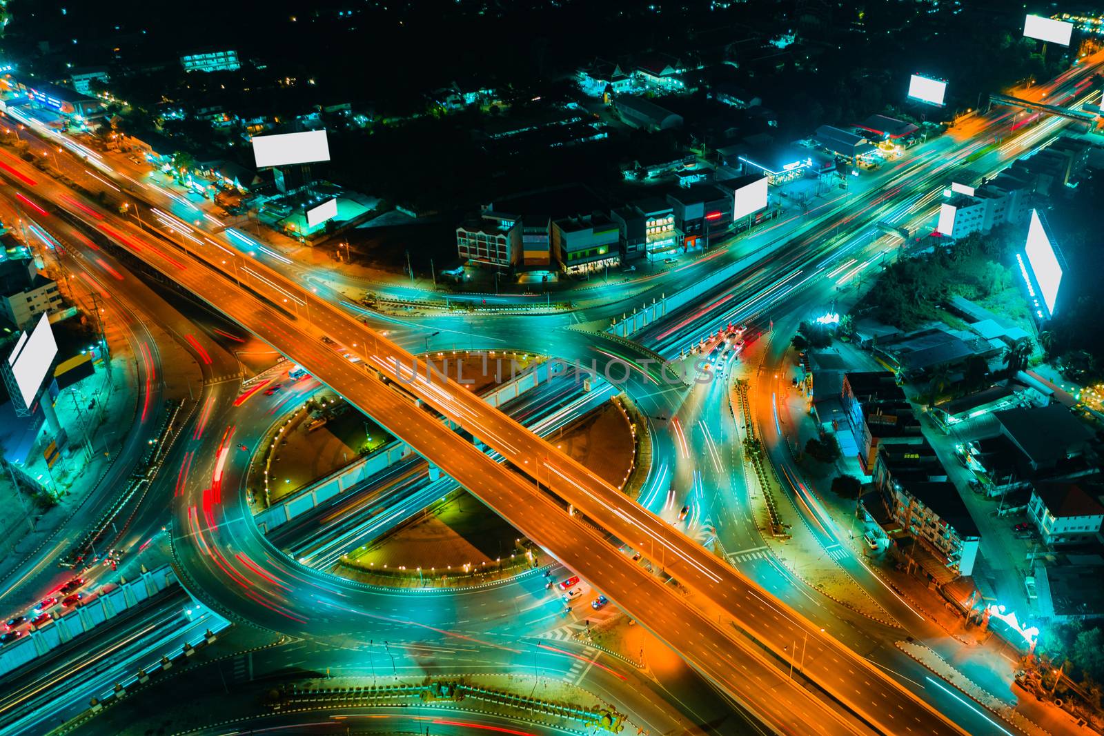 Expressway top view, Road traffic an important infrastructure by PlottyPhoto