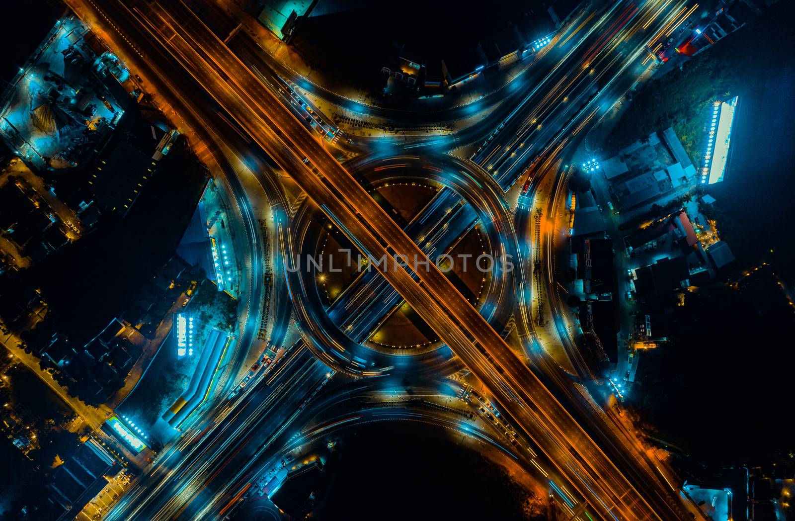 Expressway top view, Road traffic an important infrastructure by PlottyPhoto