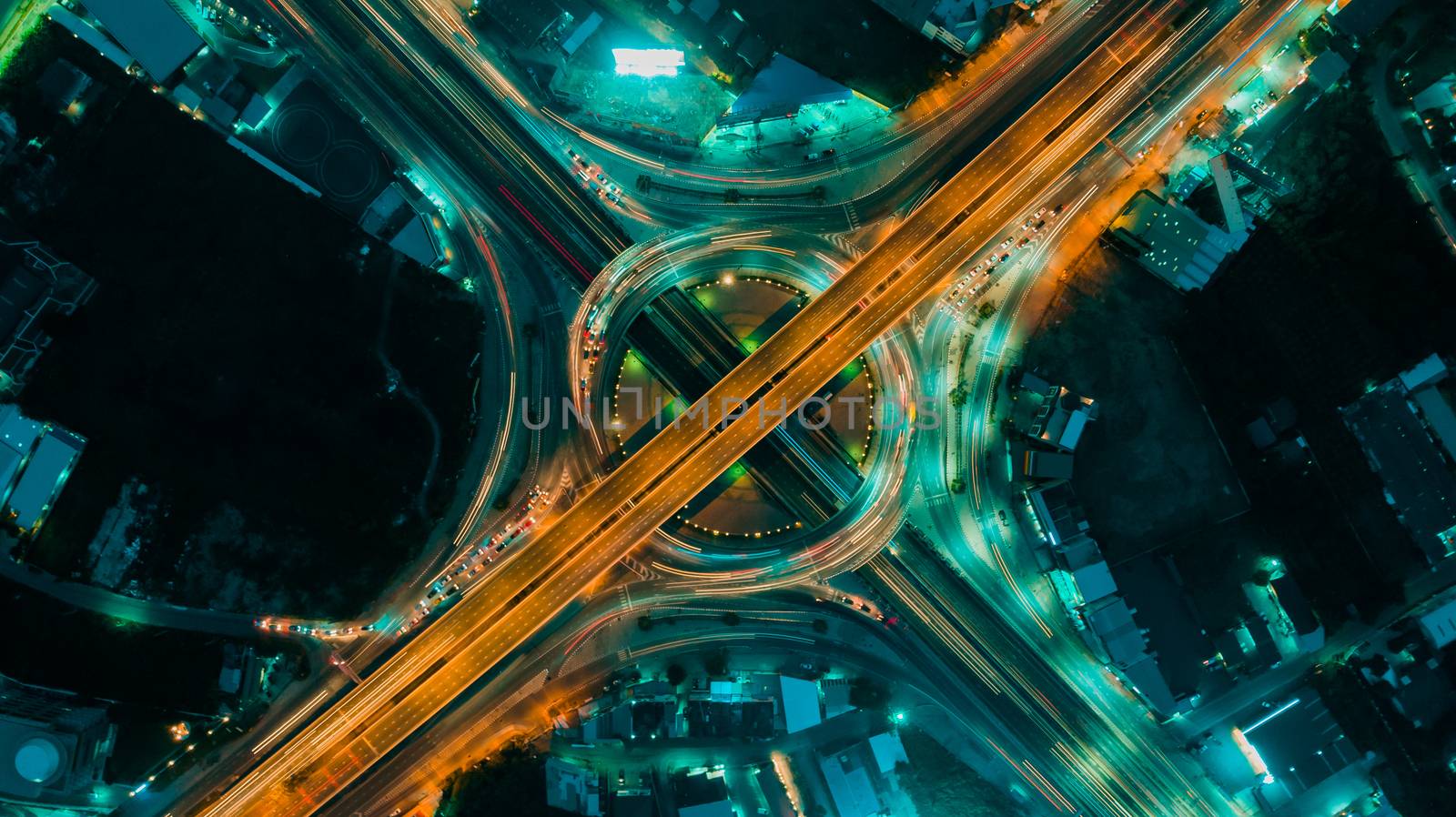 Expressway top view, Road traffic an important infrastructure in Thailand