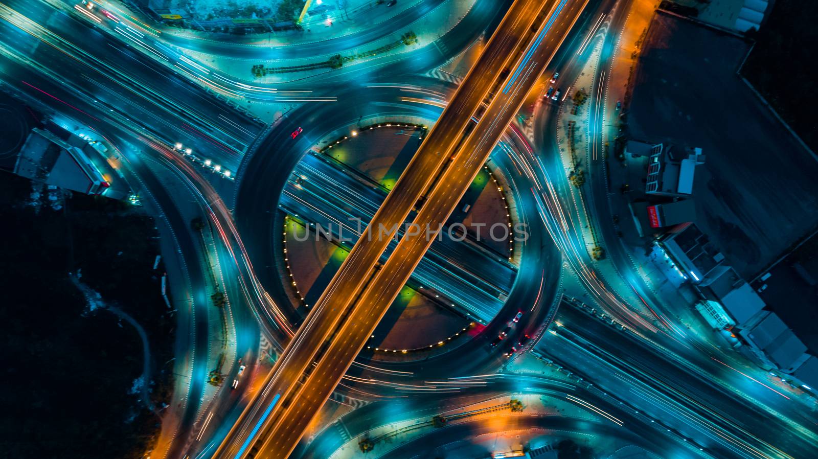 Expressway top view, Road traffic an important infrastructure by PlottyPhoto