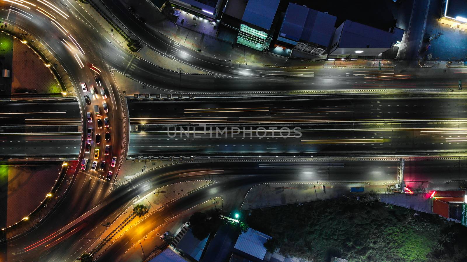 Expressway top view, Road traffic an important infrastructure by PlottyPhoto