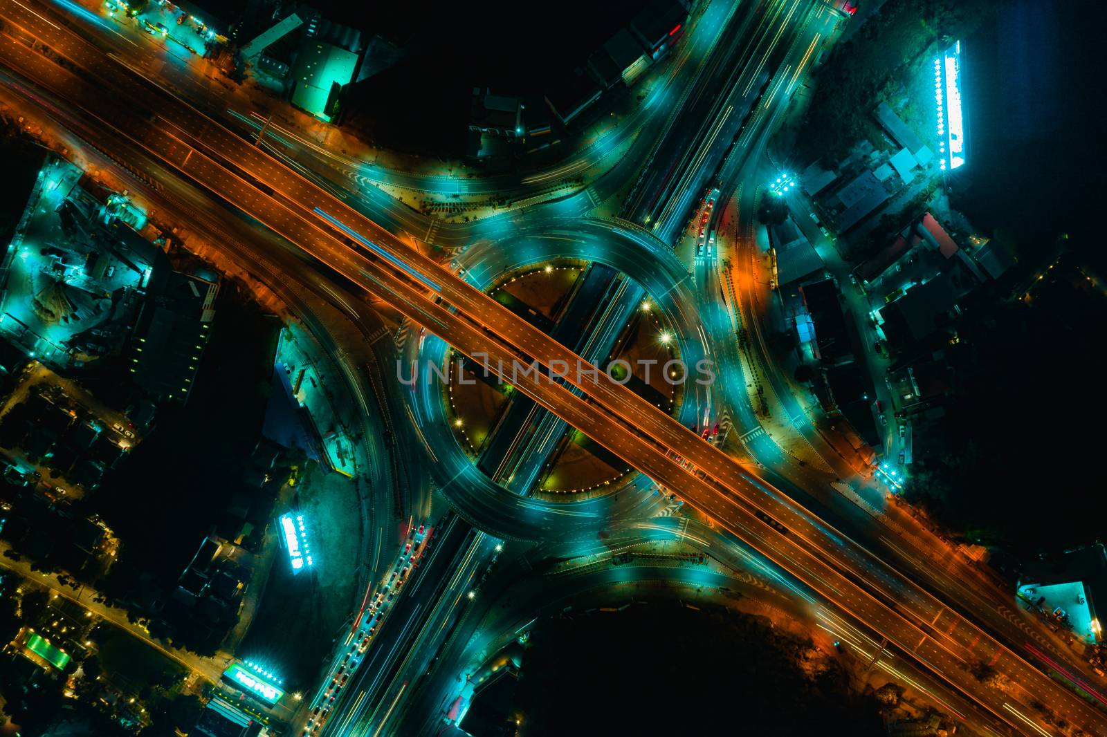 Expressway top view, Road traffic an important infrastructure in Thailand