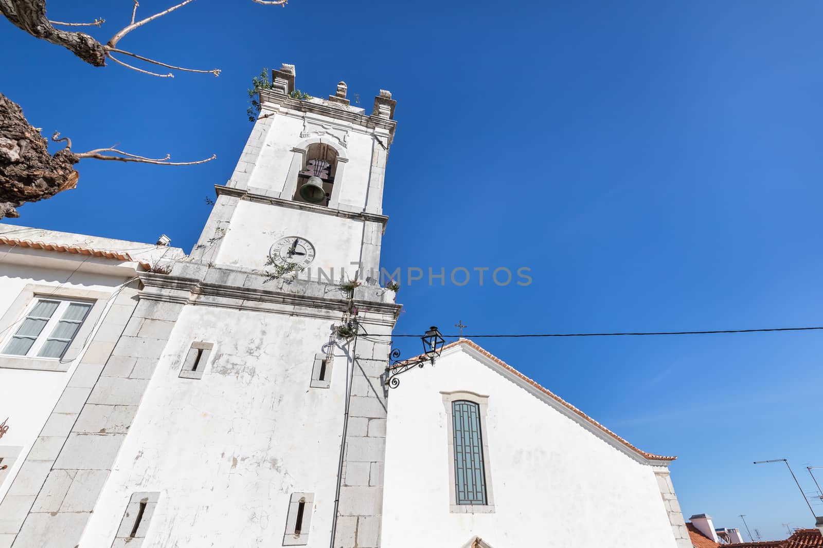 Architecture detail of the Matriz church in Sesimbra, Portugal