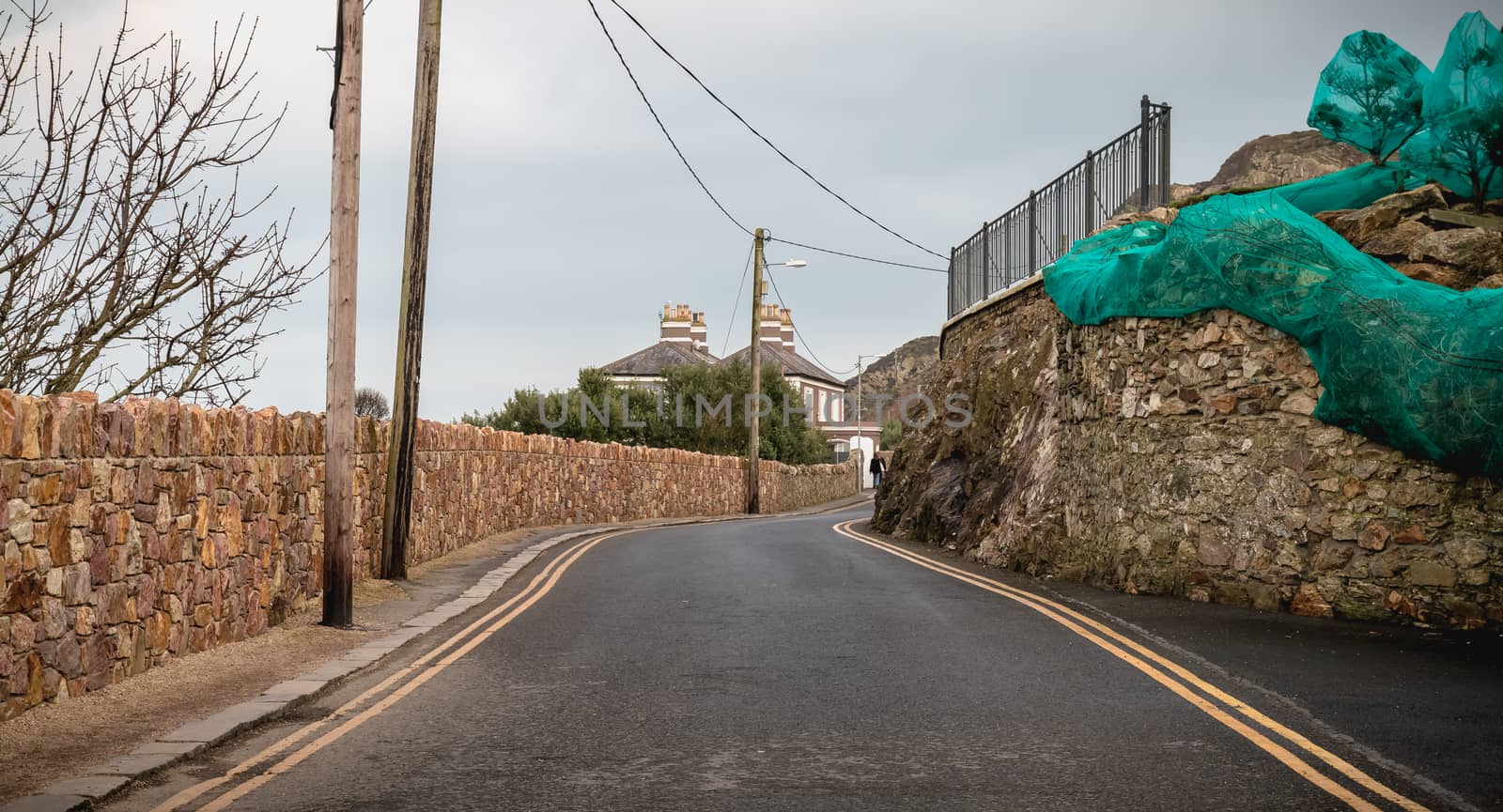 typical seaside lane near the town of Howth, Ireland
