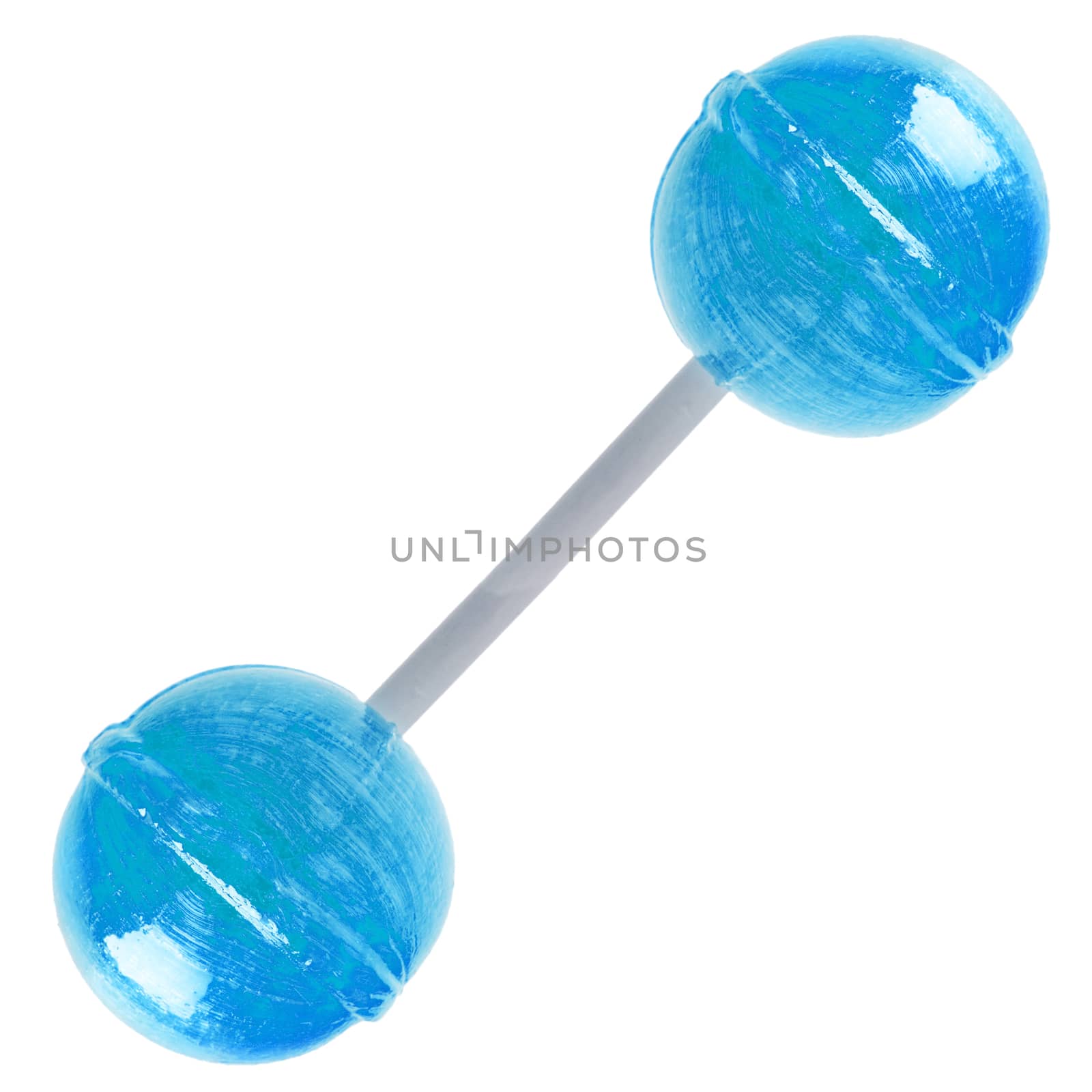 blue mint lollipop isolated on white background