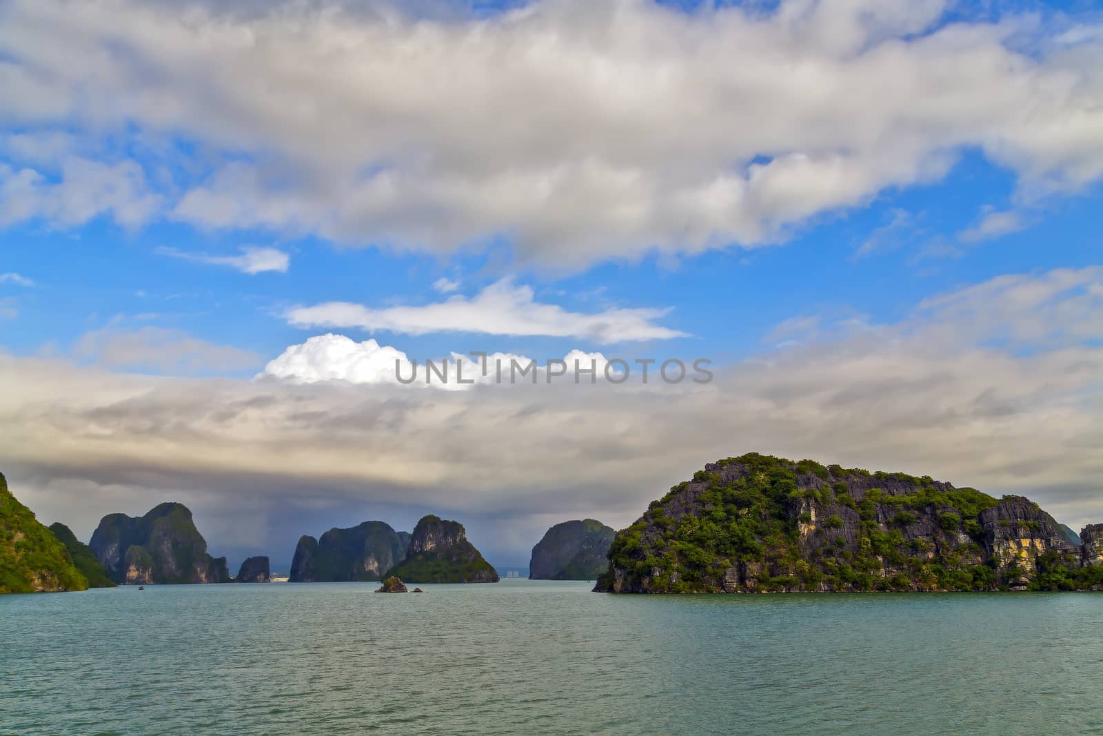 Ha Long bay islands Halong mountains in South China Sea, Vietnam. UNESCO World Heritage Site Asia. Indochina Discovery.