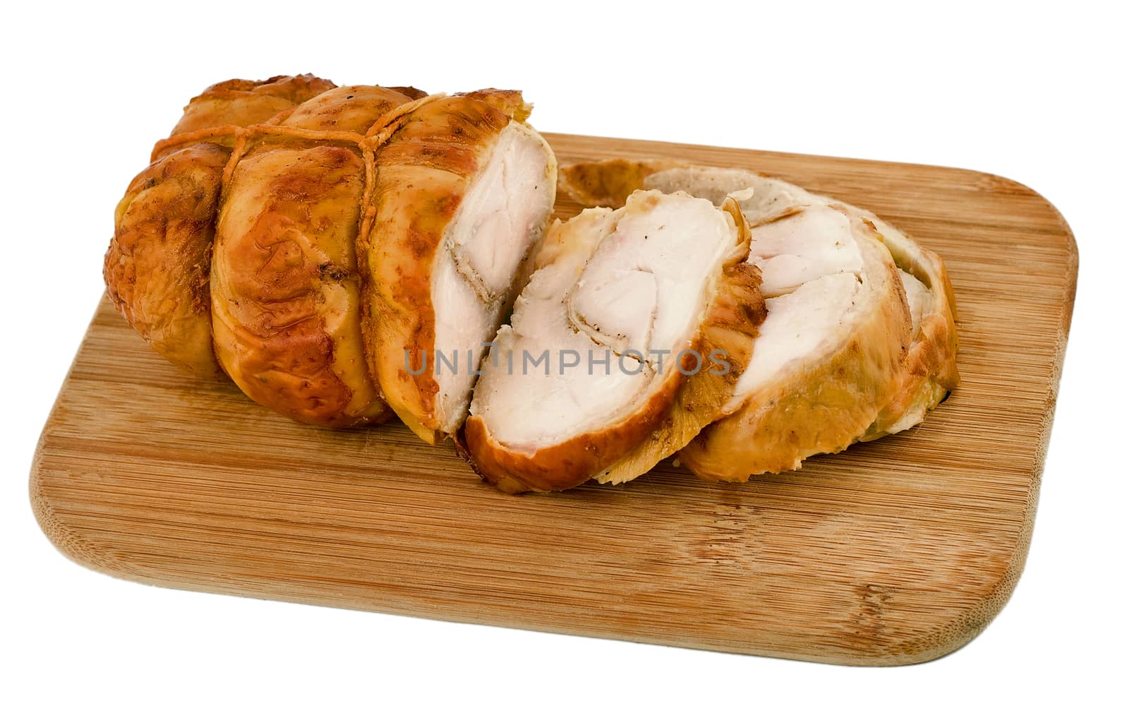 turkey steak meat grill board isolated on white background