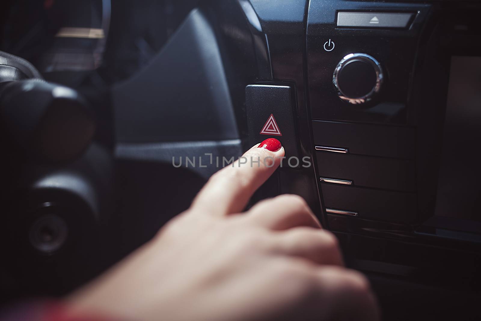 Closeup photo of car control panel, closeup photo