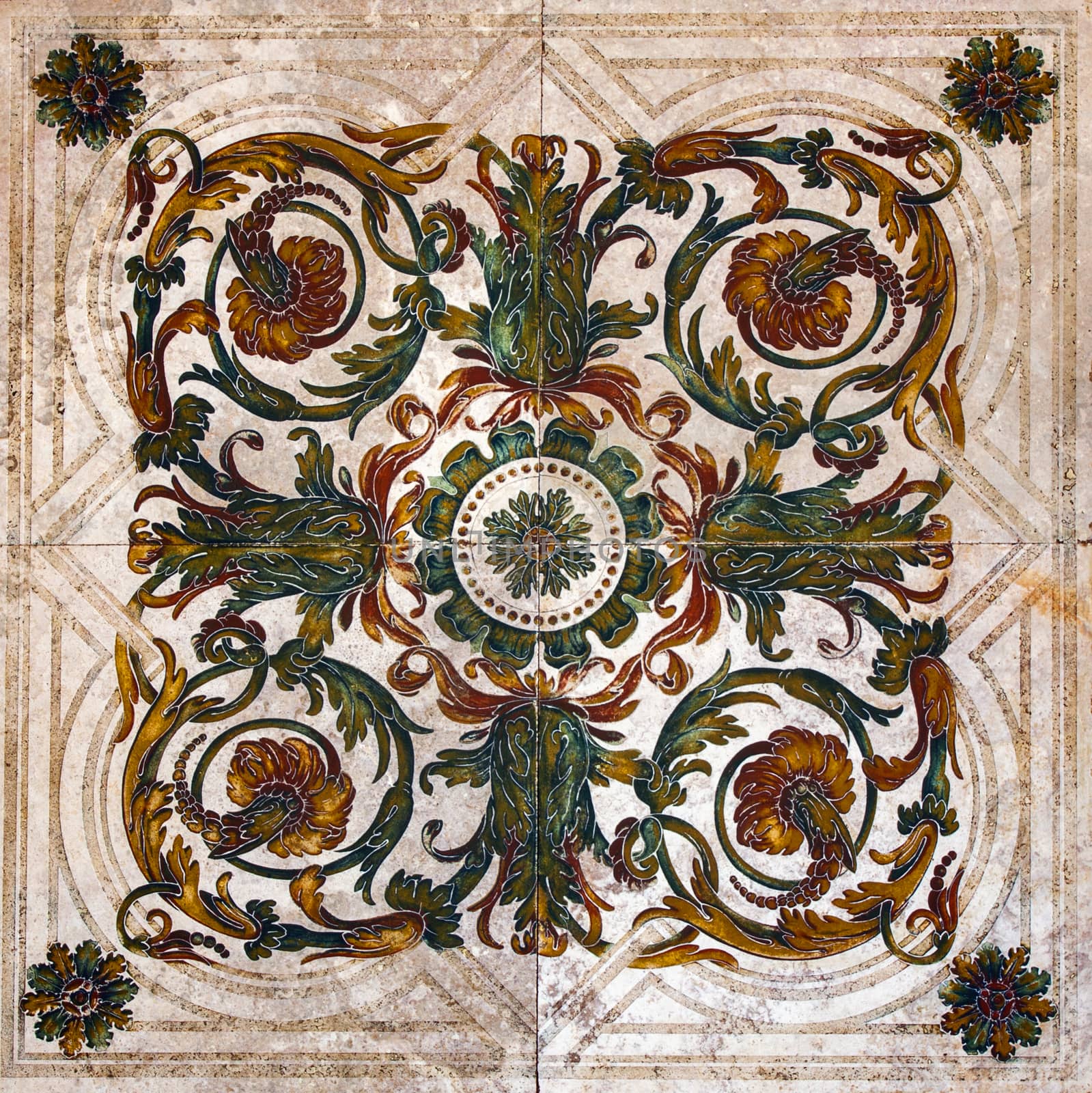 arabesque marble pattern texture abstract vintage background, floor tiles surface ornament flower pattern