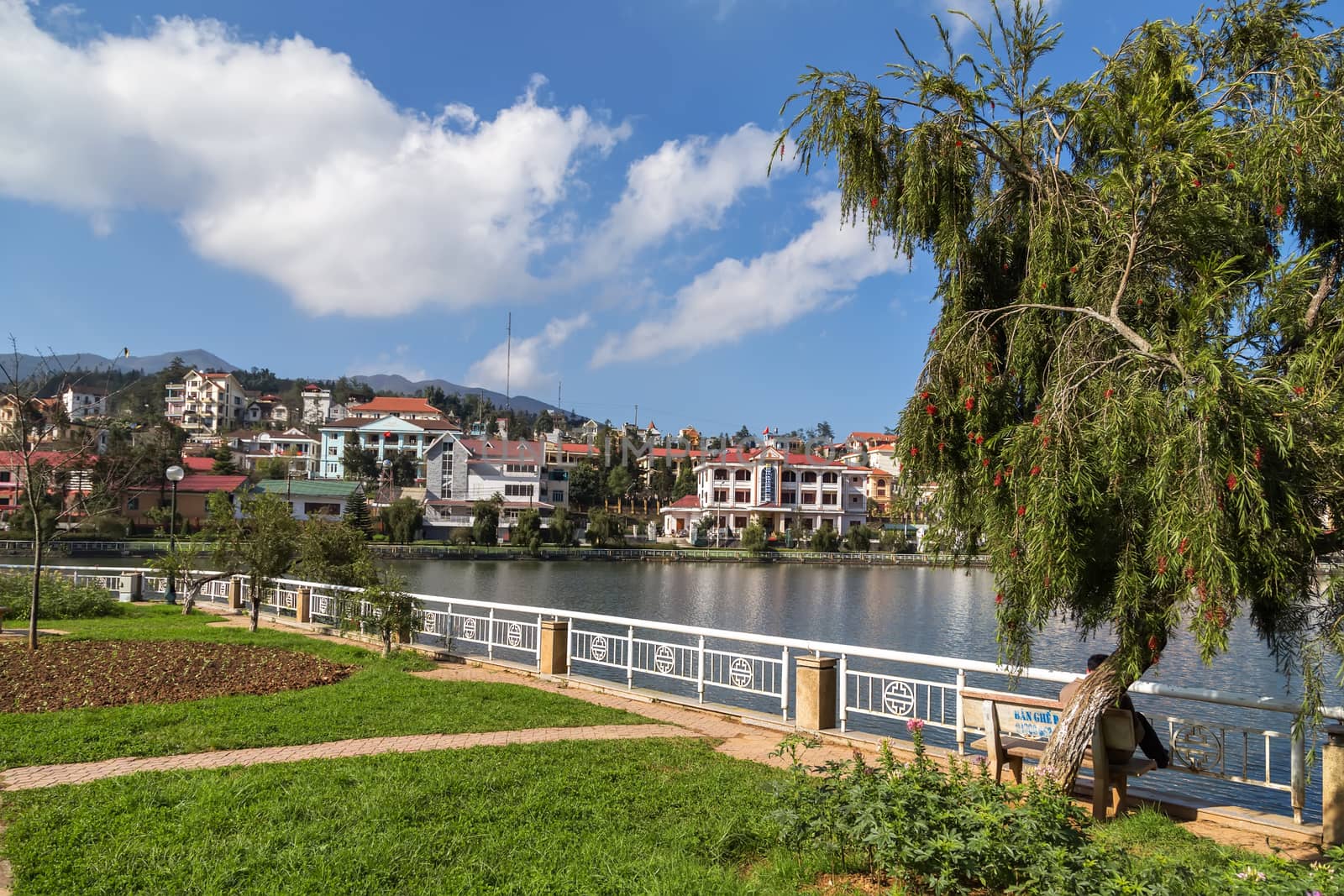 SAPA, VIETNAM - SEP 20, 2014: Architecture of Sa Pa Town in Lao Cai Province to Indochinai, Vietnam. Sapa is a frontier town and capital of Sapa District