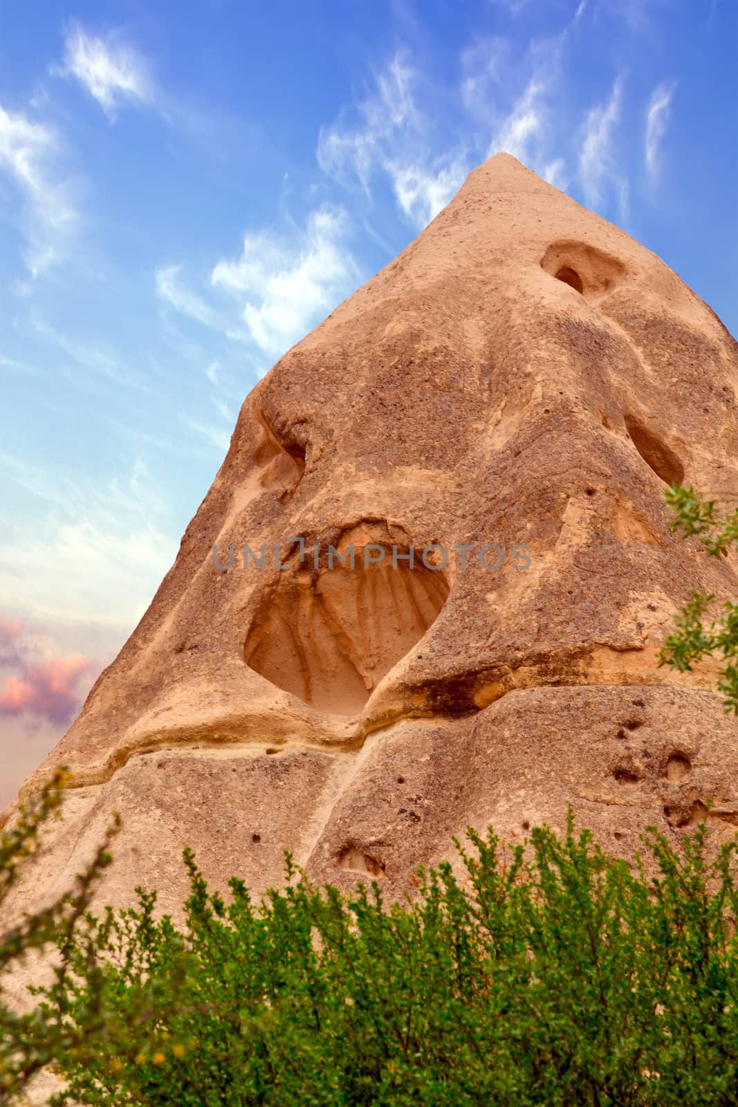 Goreme National Park and the Rock Sites of Cappadocia, Anatolia, Turkey. Volcanic mountain landscape.