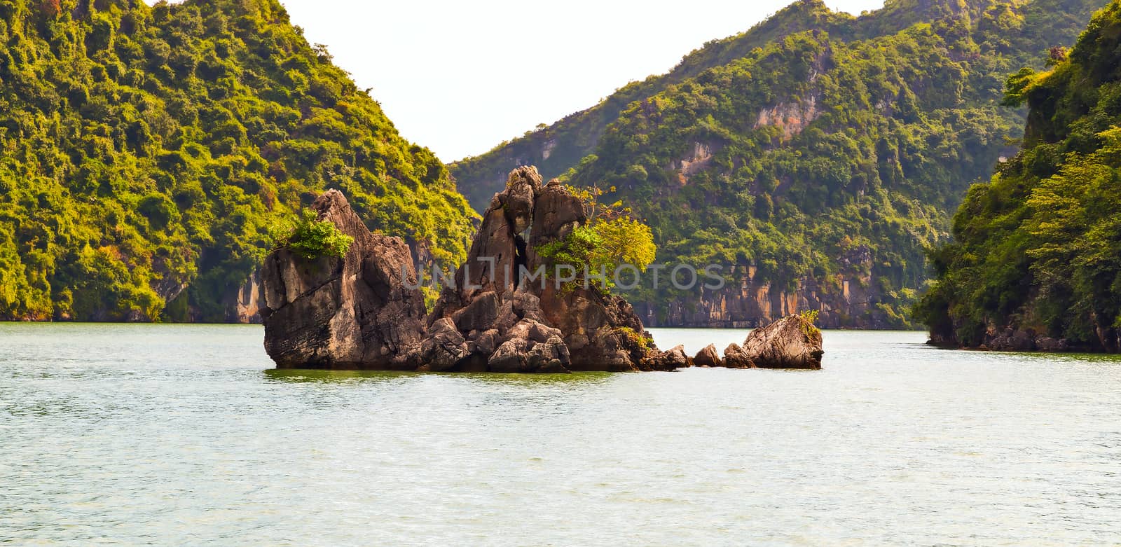 Ha Long bay green island Halong mountains Vietnam. by Vladyslav