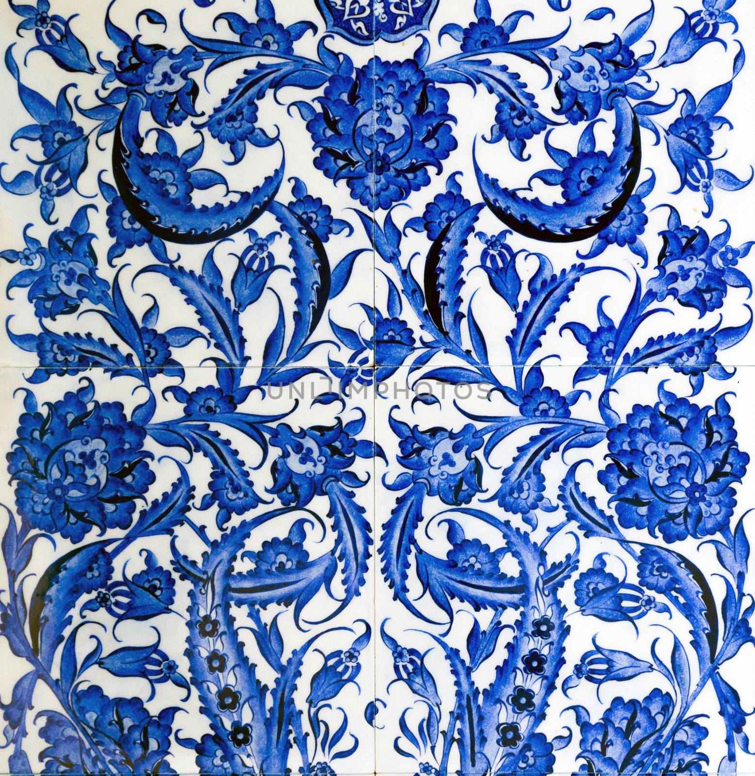Ceramics blue decor flower tiles patterns handcraft