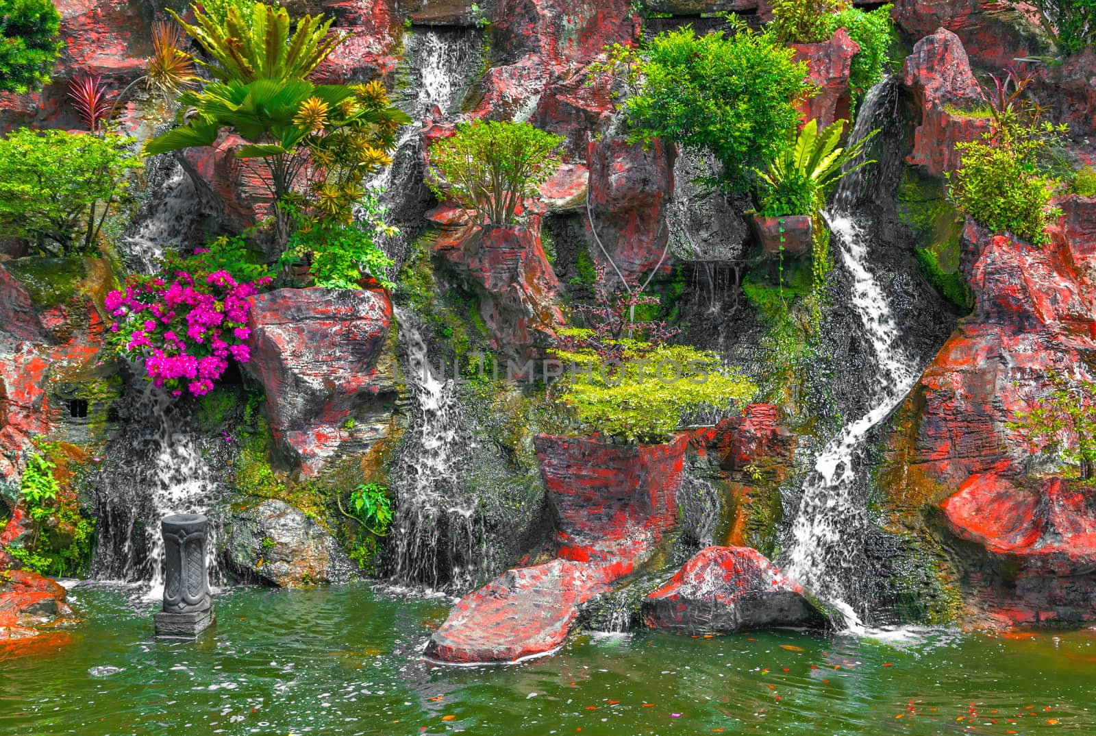 Waterfall pool landscape Mountain forest water