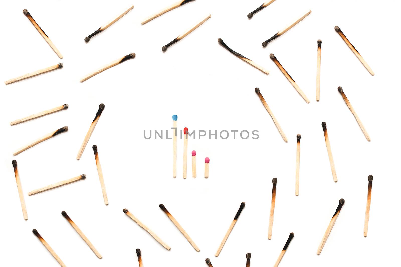 matches isolated on a white background. family protection concept. purity. protecting the family from the bad influence of society.