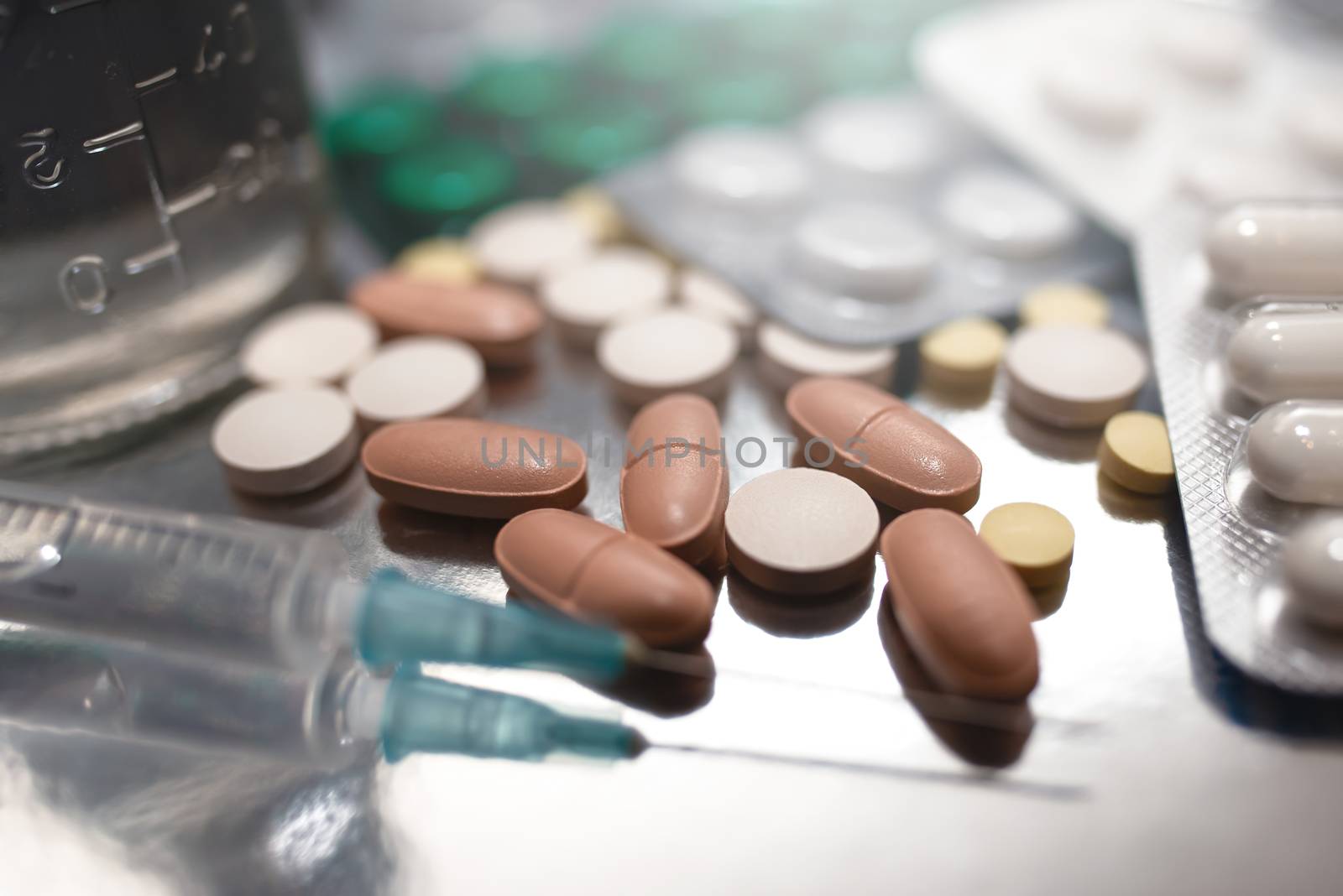 Pharmacy Pills. Medicine and healthy. Close up of capsules. Different kind of medicines