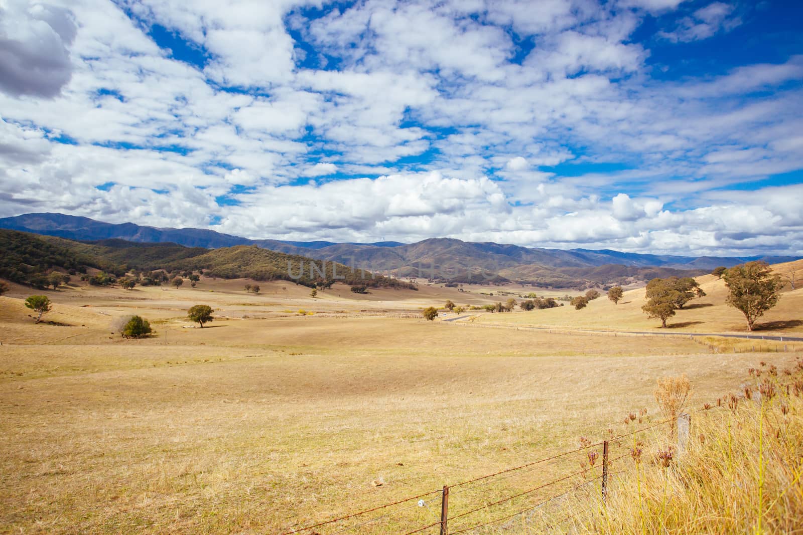 The Alpine Way road near Khancoban on a sunny autumn day in New South Wales, Australia