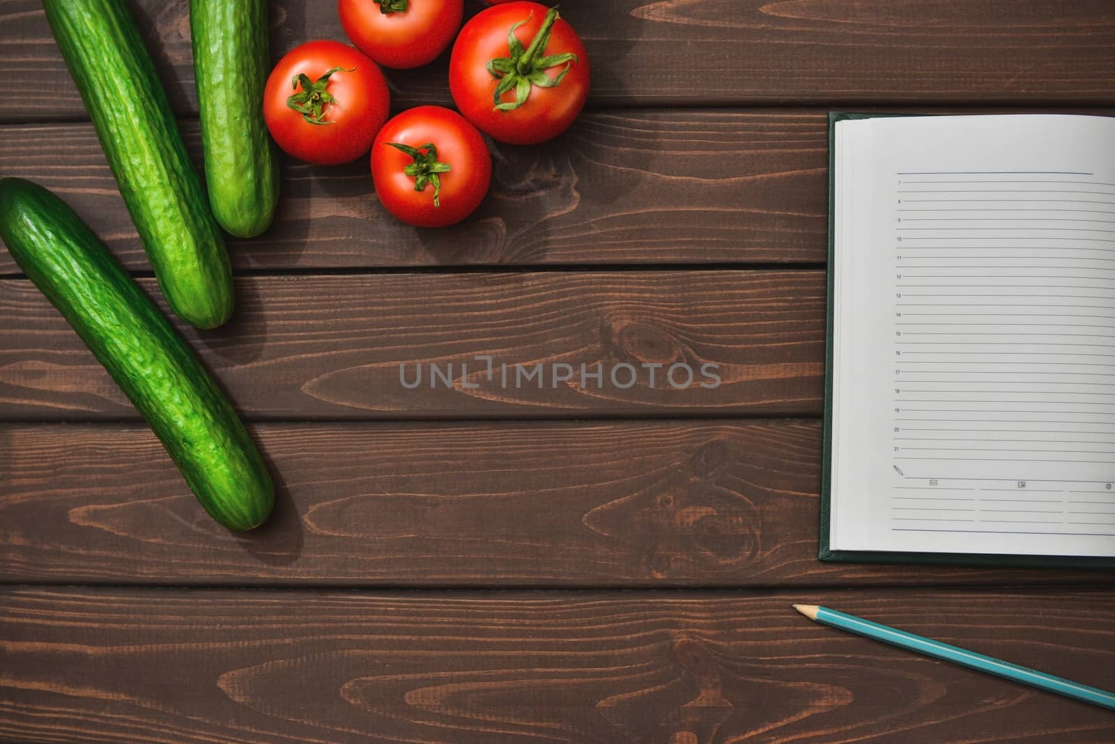 Spring Food Diet on a wooden background. Top view