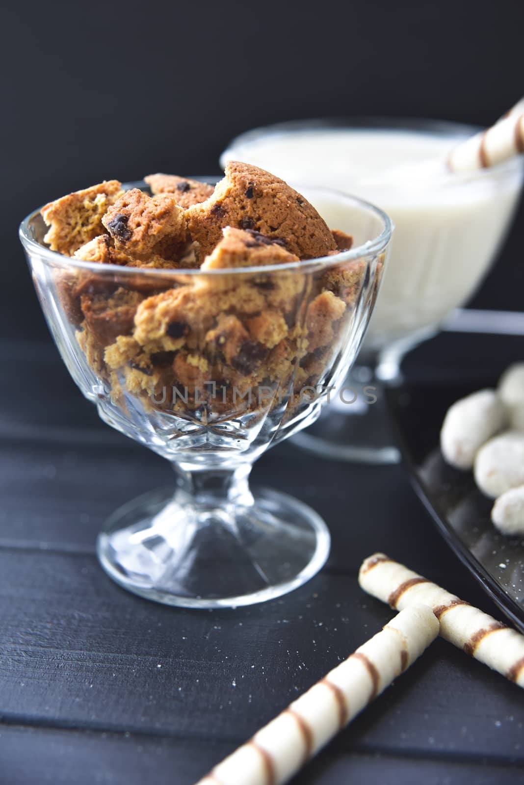 cookies in a glass, sweets on the table