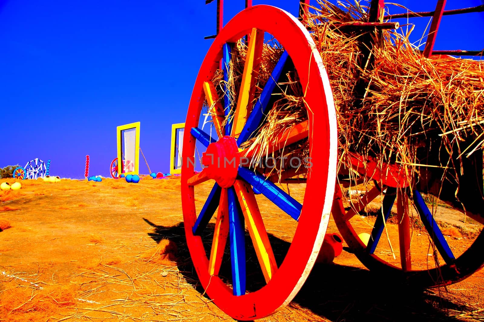 Bullock Cart Blue Sky Background