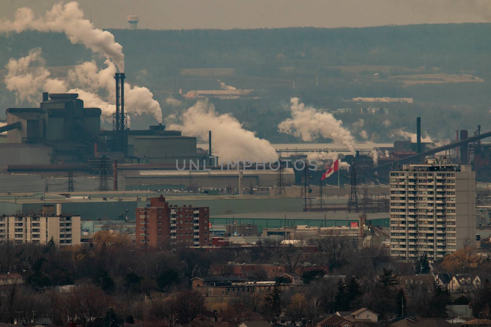 Hamilton Ontario Skyline on a cloudy day.