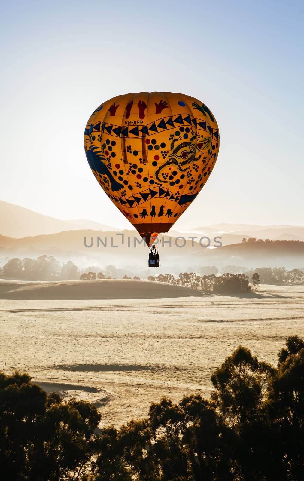 Hot Air Balloon At Sunrise in Australia by FiledIMAGE