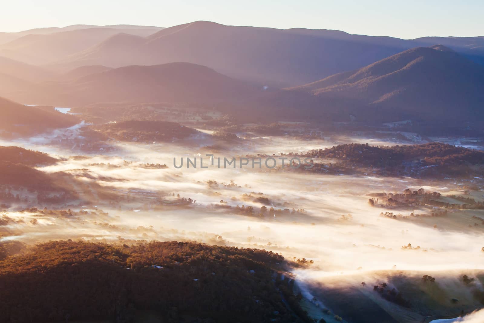 Aerial view of Healesville at Sunrise by FiledIMAGE