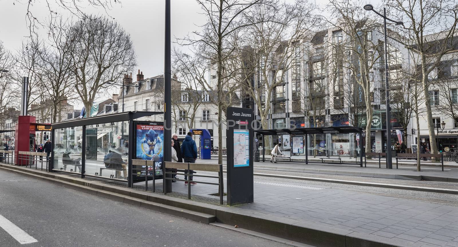 travelers in the Jean Jaures electric tram and bus station in To by AtlanticEUROSTOXX