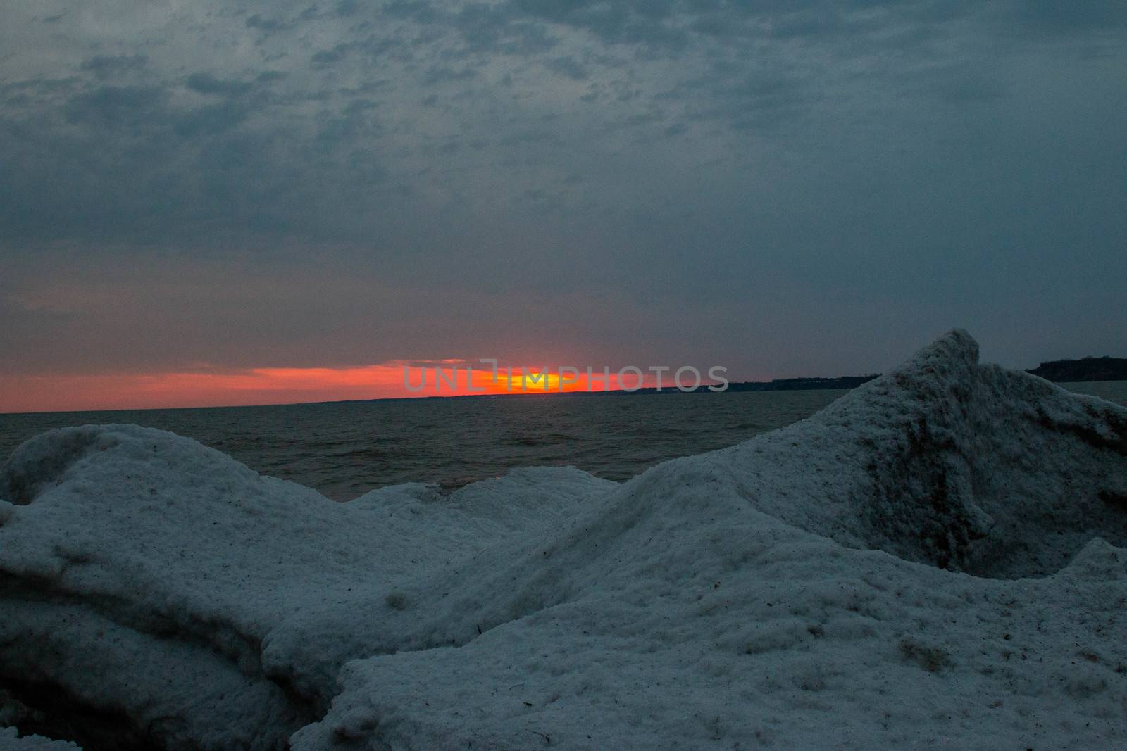 Port stanley beach in winter at sunset. Ontario Canada photograph by mynewturtle1