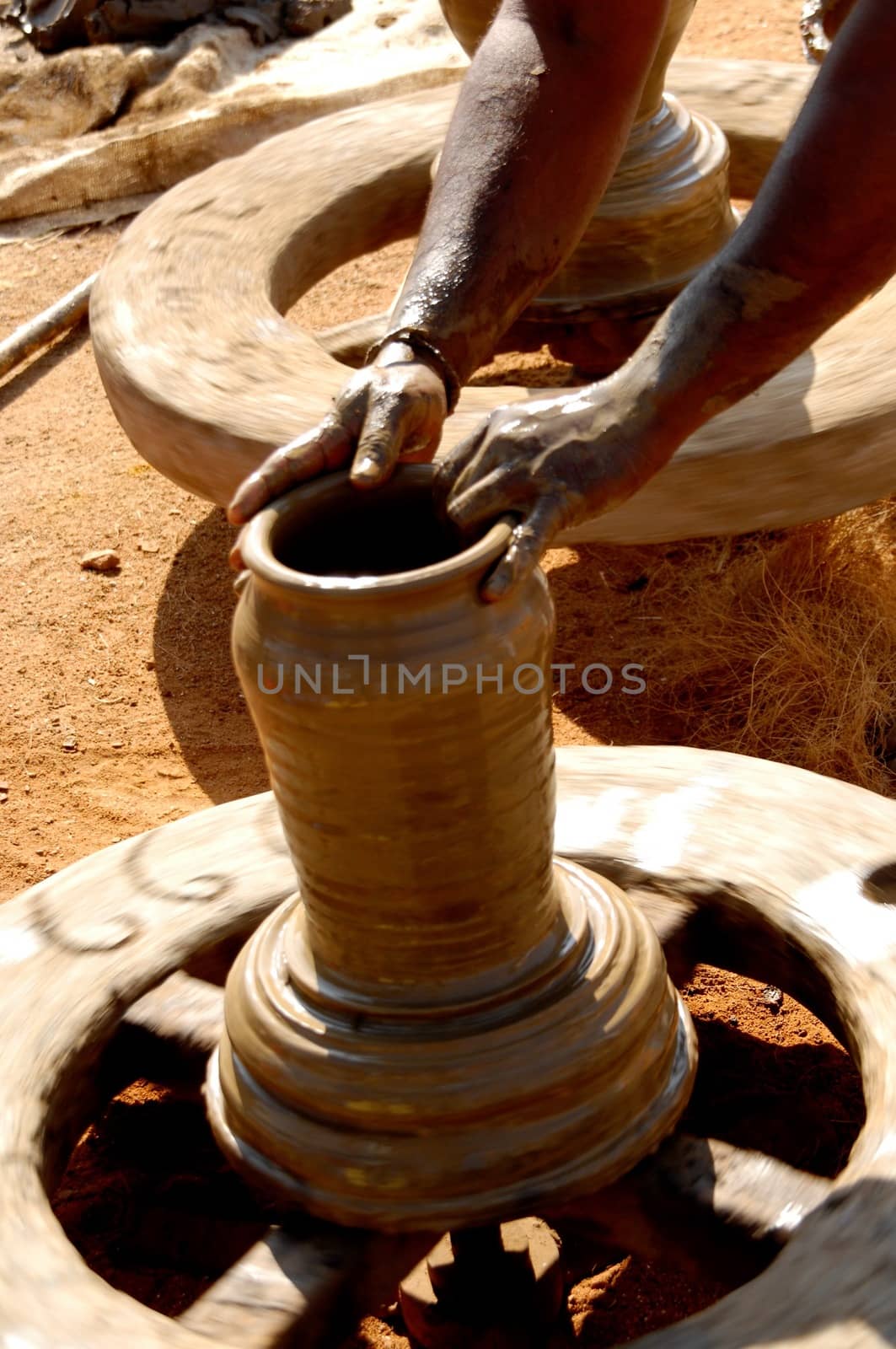 Potter Making Pot with clay craftsmanship