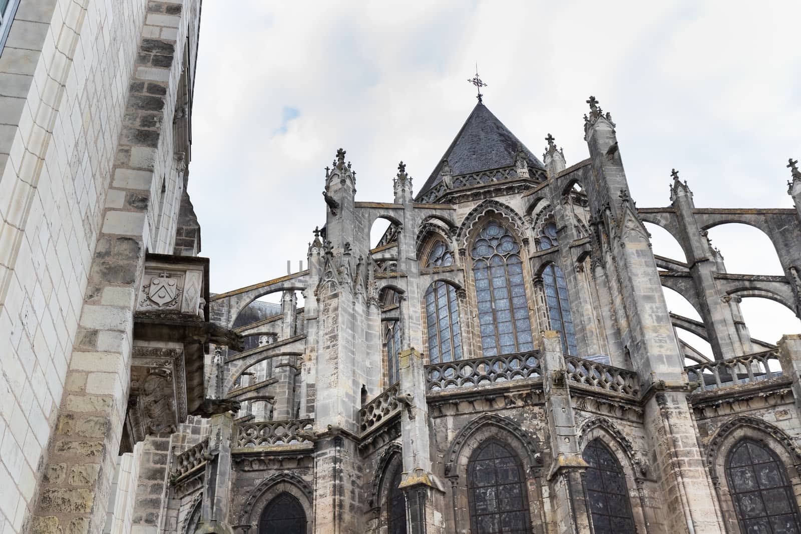 architectural detail of the Roman Catholic cathedral Saint Gatien in Tours, Indre et Loire, France