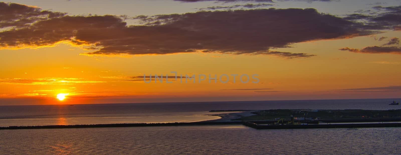 Heligoland - look on the island dune - sunrise over the sea