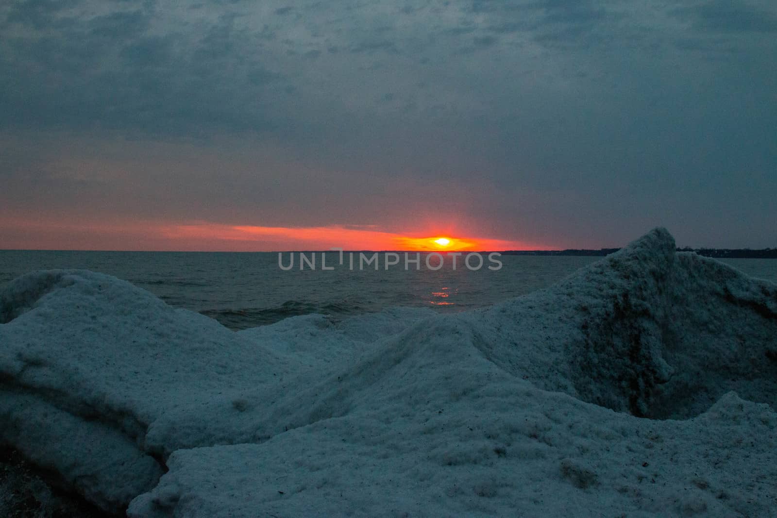 Port stanley beach in winter at sunset. Ontario Canada photograph by mynewturtle1