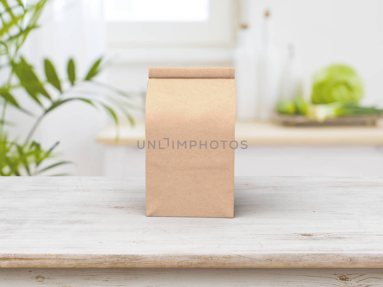 Coffee beam bag packaging mock-up design and wooden table in kic by cougarsan