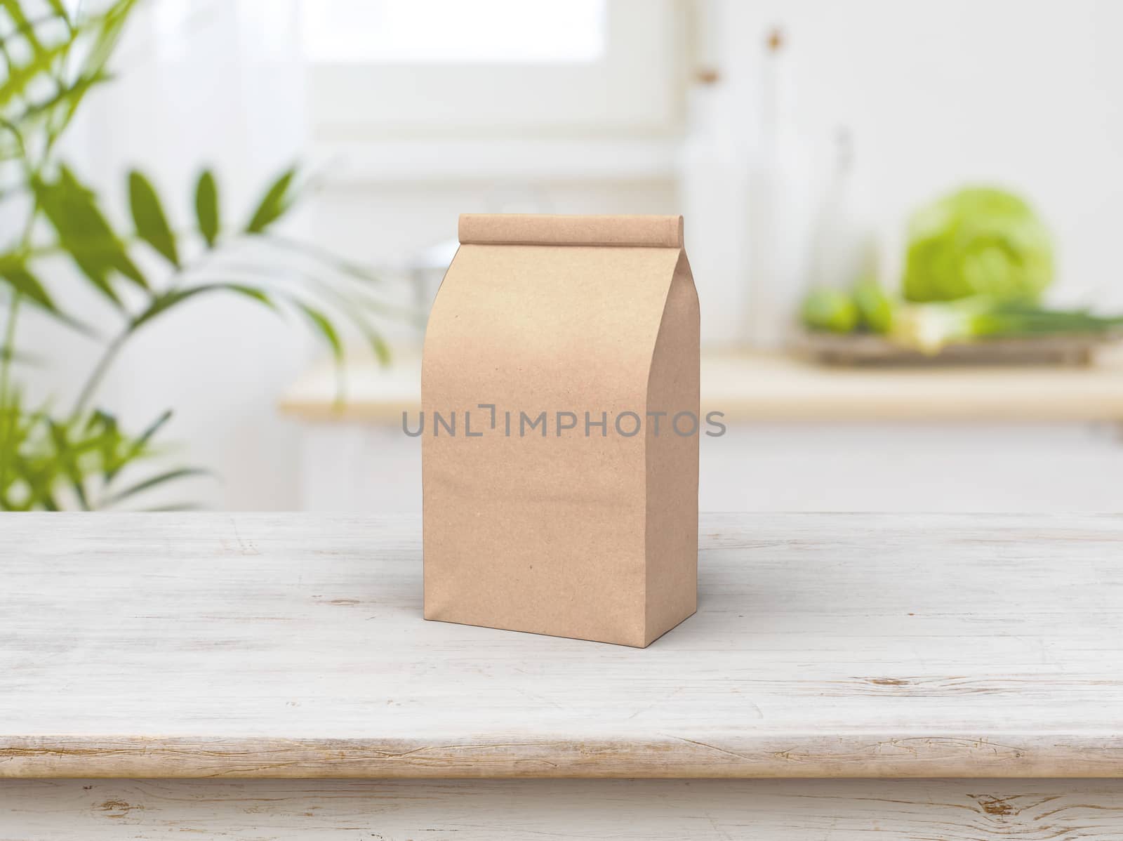 Coffee beam bag packaging mock-up design and wooden table in kic by cougarsan