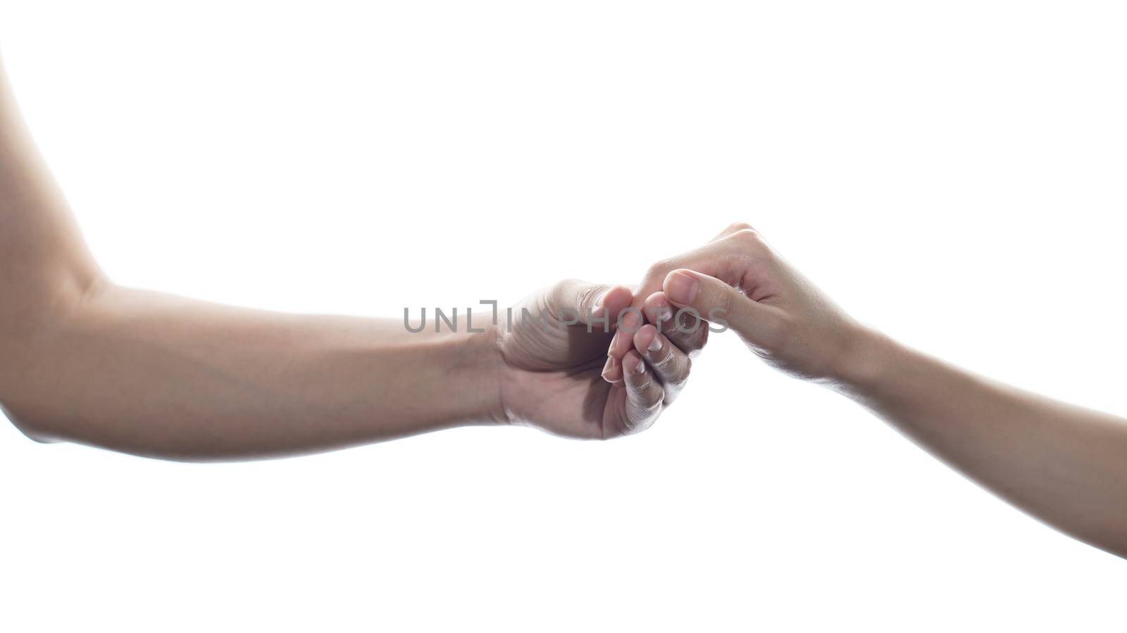 Couple holding hands with white isolated background. by sirawit99