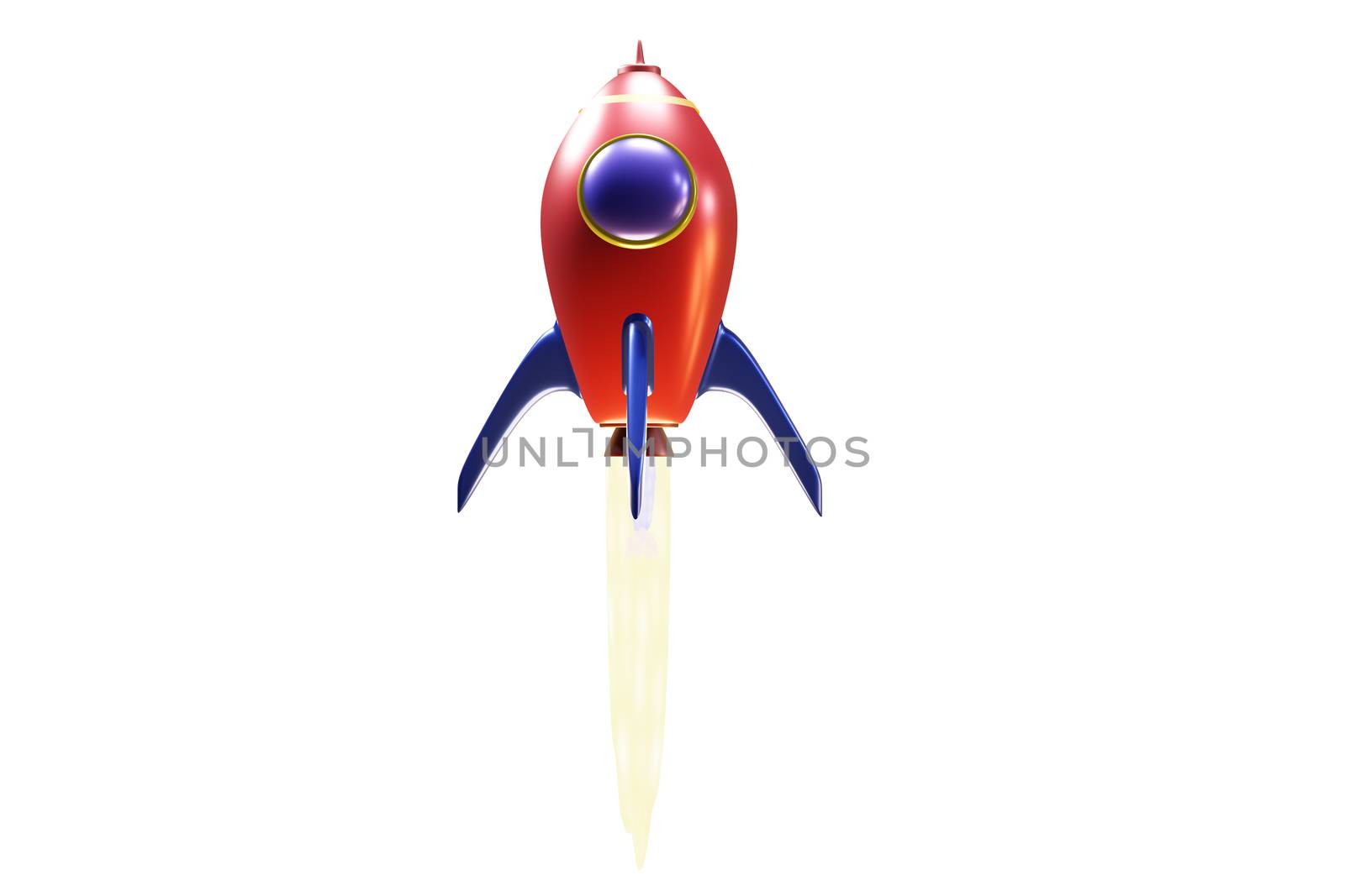 Ballistic launch red rocket on white isolated background, 3D ren by sirawit99