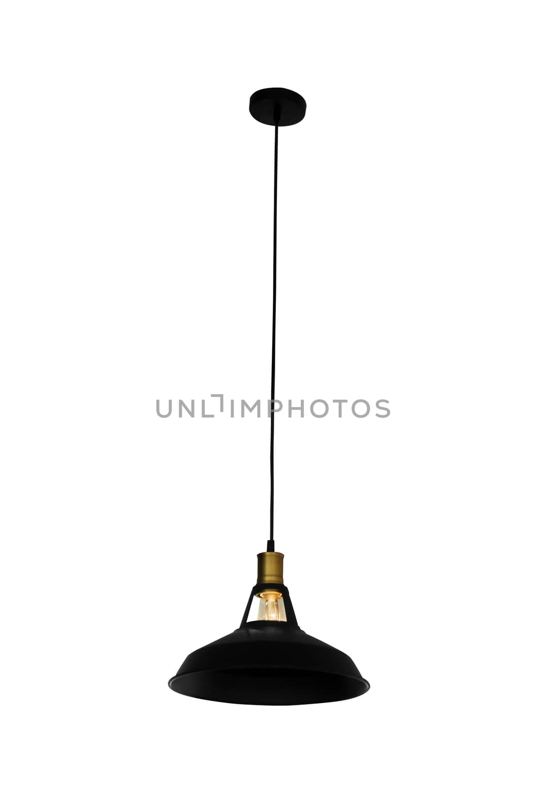 Black hanging lamp isolated on white background, with clipping path.