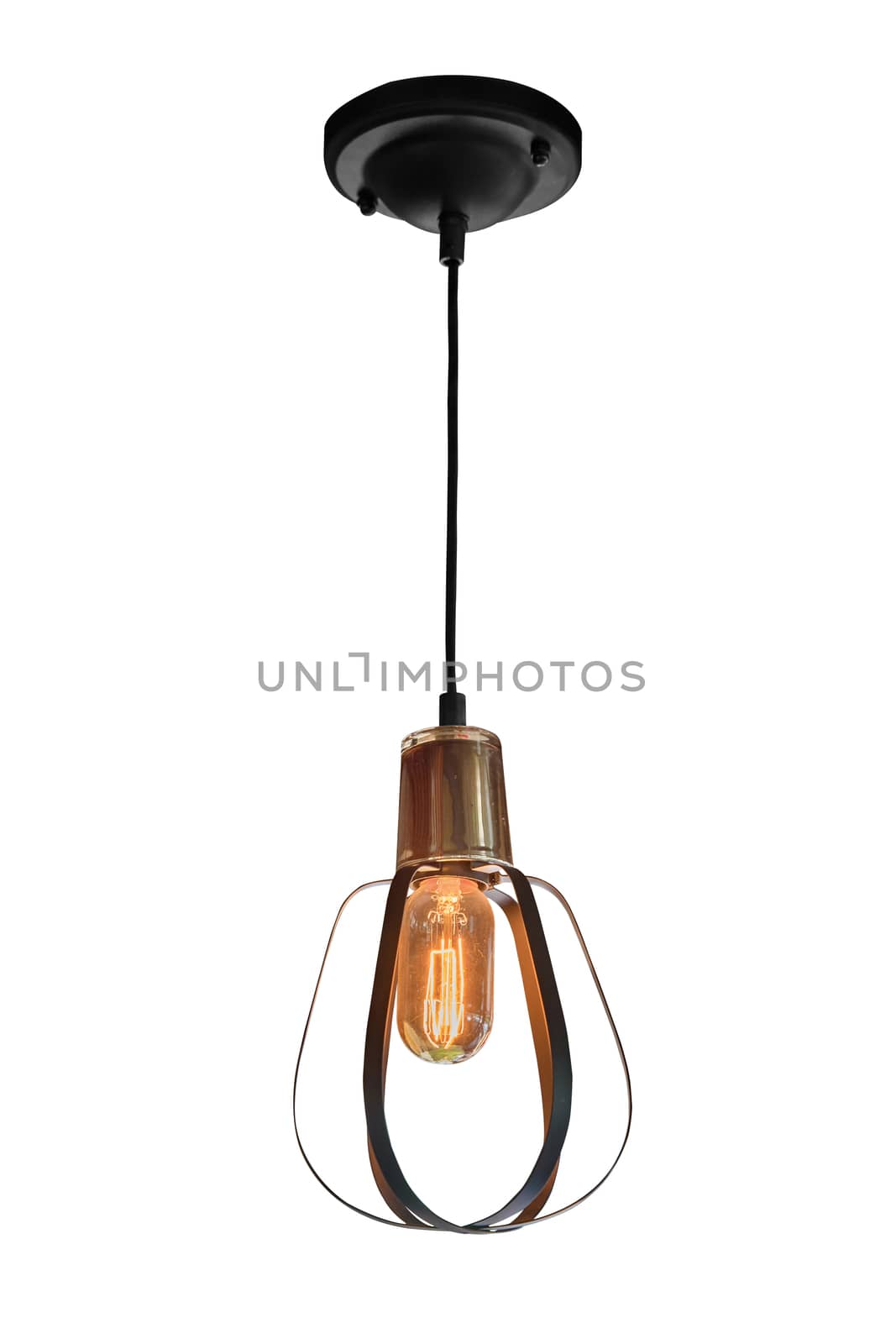 Modern hanging lamp isolated on white background, with clipping path.