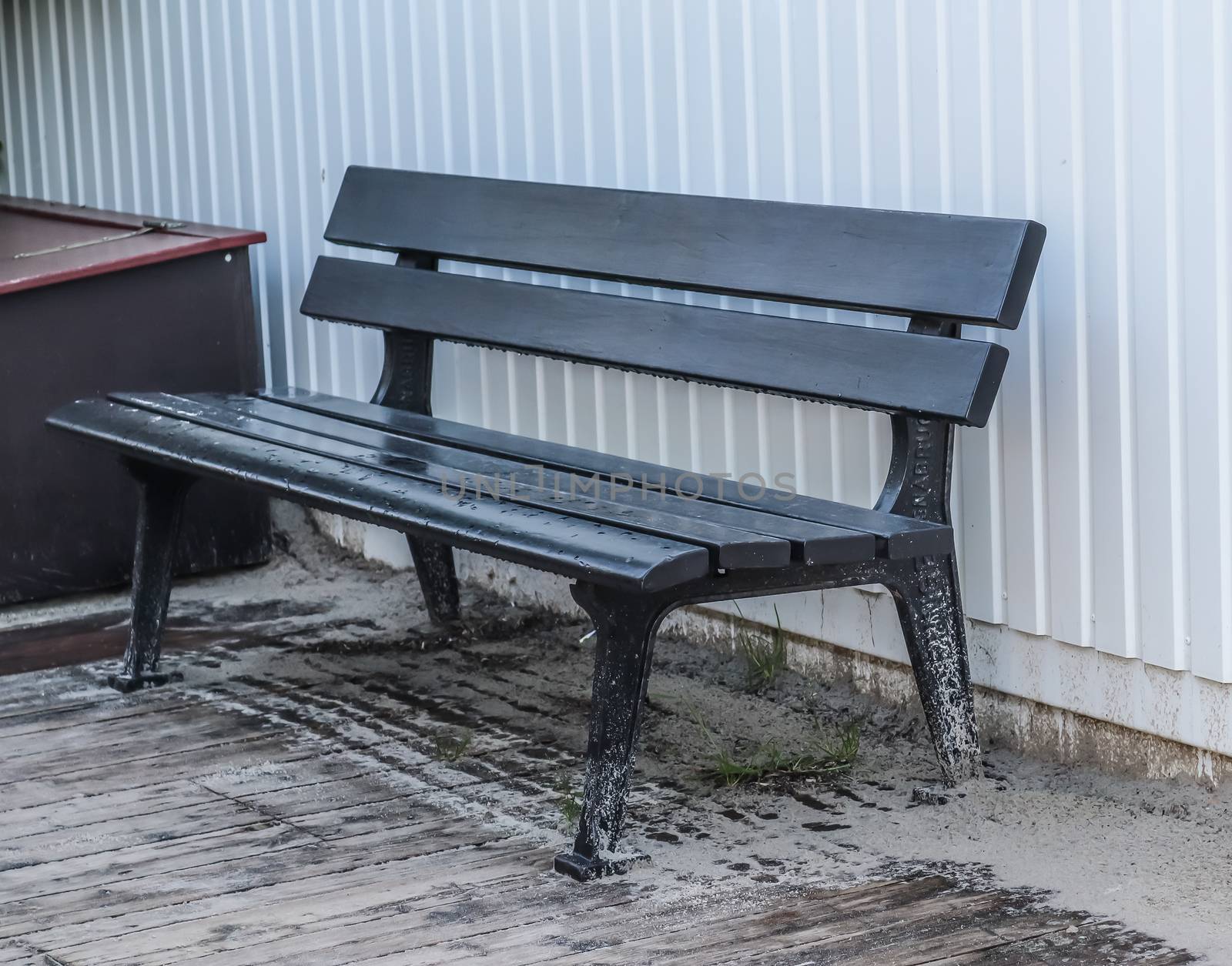 A public empty bench found in northern Europe.