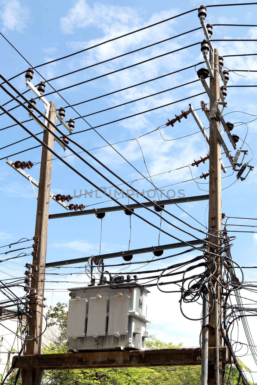High voltage pole and Transformer