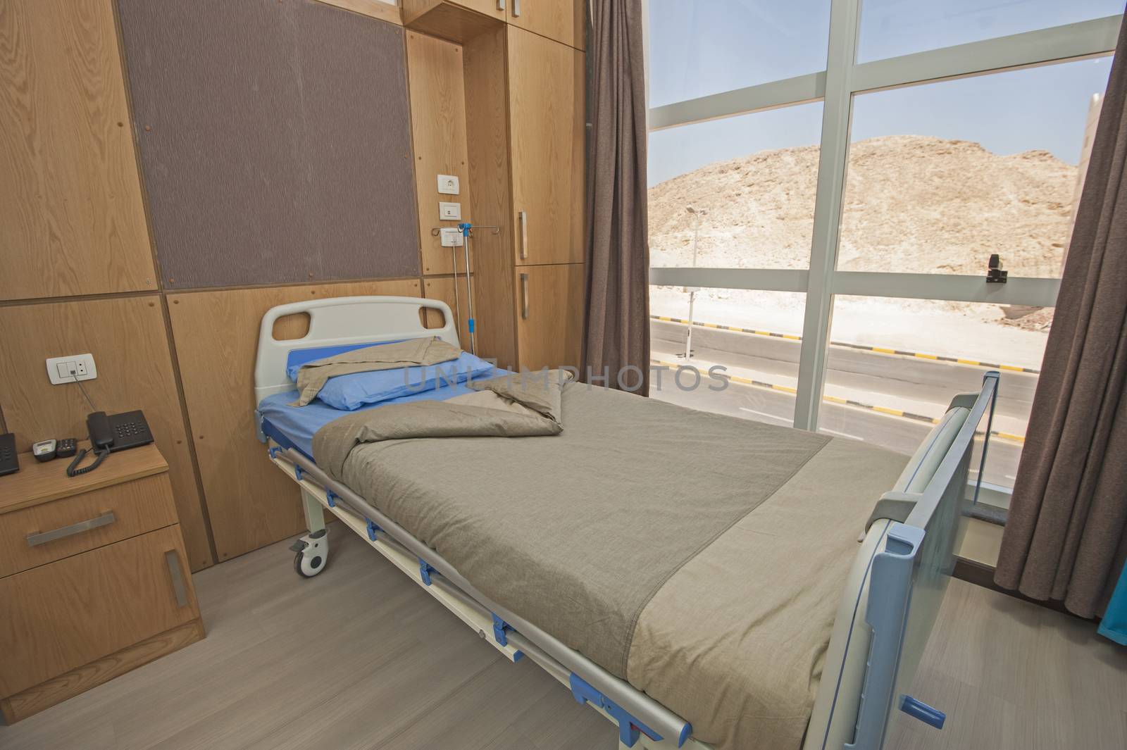 Hospital bed in a private hospital ward