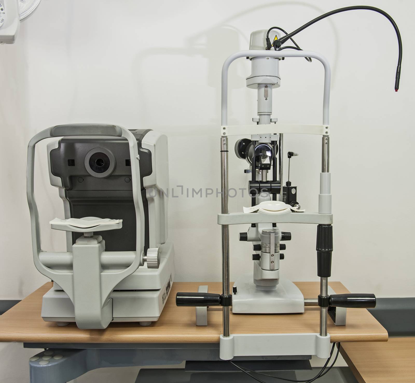 Closeup of hi-tech medical equipment in an opticians clinic