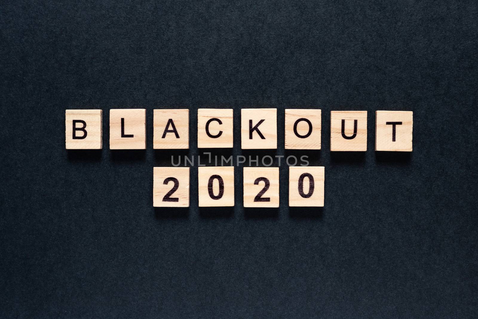 Blackout inscription on a black background. Black lives matter, blackout tuesday 2020 concept. blackout in USA. protests. unrest