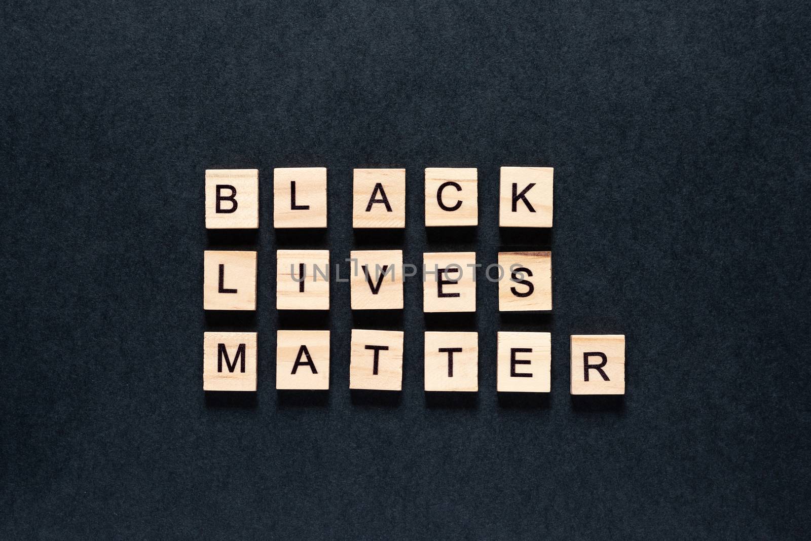 Black lives matter inscription on a black background. unrest. hashtag Blacklivesmatter. protests.