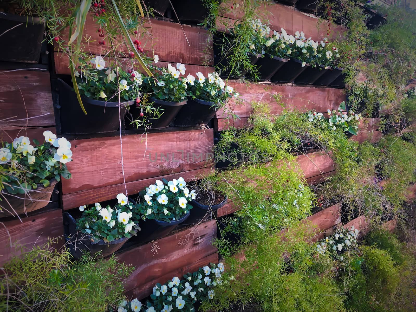Bright flower floral decorative wall fence vertical flowerbed plant pot