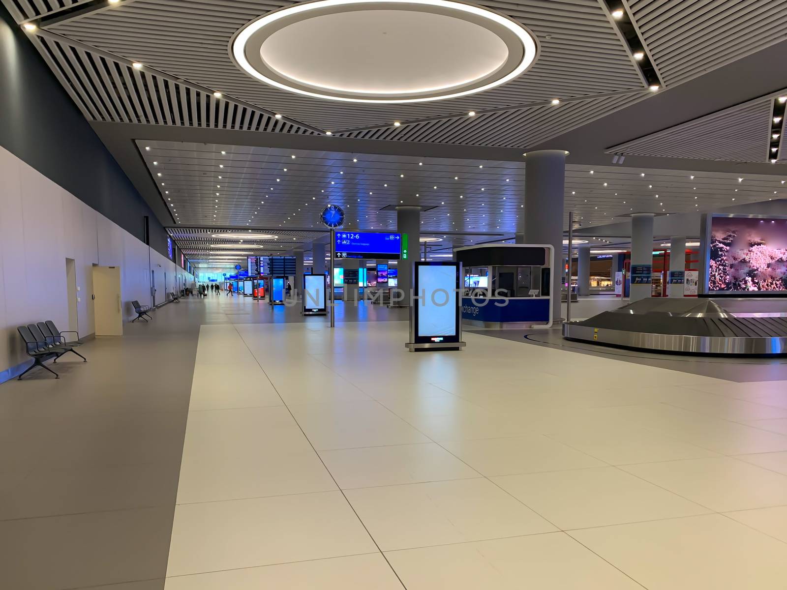 Empty Istanbul airport during covid-19 coronavirus pandemic in the world. Horizontal stock image.